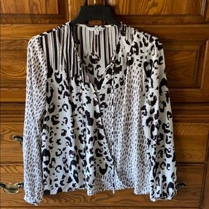 Cabi faux wrap animal print blouse